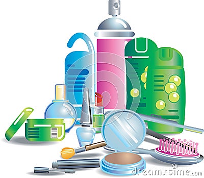 Cosmetics and beauty products Vector Illustration