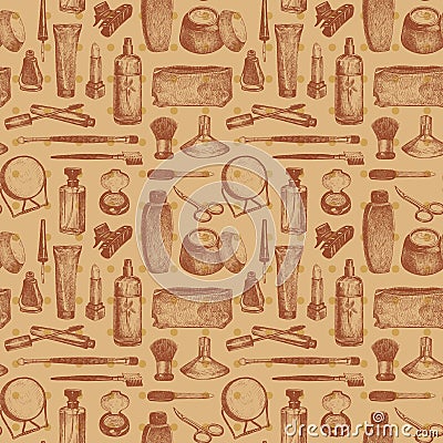 Cosmetics And Beauty Seamless Pattern Stock Photo