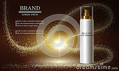 Cosmetics beauty series, ads of premium spray cream for skin care. Template for design banners, vector illustration. Vector Illustration