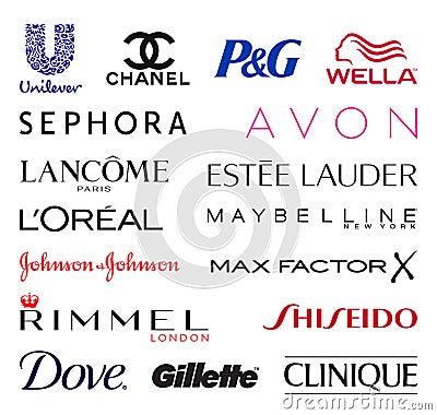 Cosmetics companies logos Vector Illustration