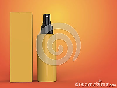 Cosmetics containers, bottle with package on colorful background. 3d illustration. Cartoon Illustration