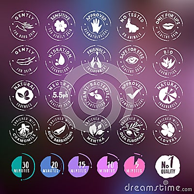 Cosmetics labels and stickers collection Vector Illustration