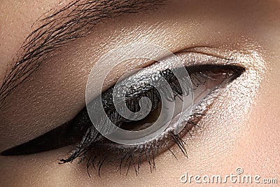 Cosmetics. Macro of beauty eye with eyeliner make-up Stock Photo