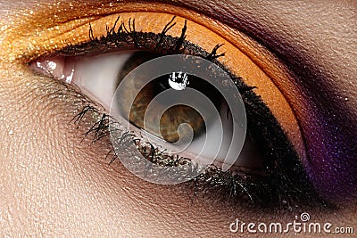 Cosmetics. Macro fashion eye make-up, clean vision Stock Photo