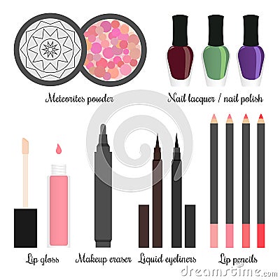 Cosmetics for a make-up set 3 Vector Illustration