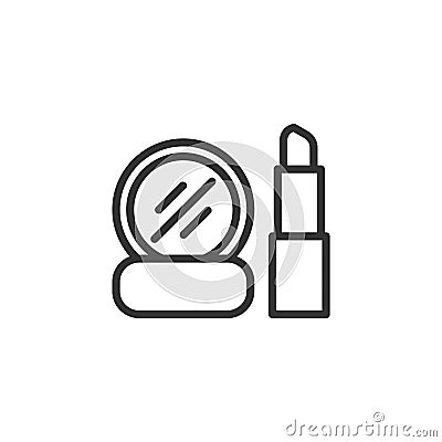 Cosmetics, make-up thin line vector illustration isolated on white background Vector Illustration