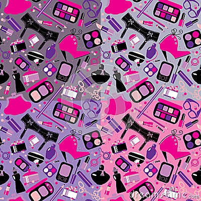 Cosmetics and makeup seamless pattern. Elements for make up Vector Illustration