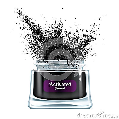 Cosmetics product with activated charcoal vector Vector Illustration