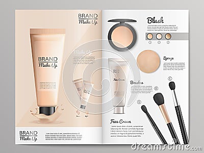 Cosmetics Products Catalog or Brochure Template Vector Illustration