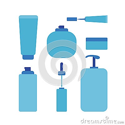 Cosmetics skincare product set. Beauty routine. Vector Illustration