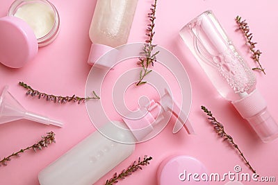Cosmetics SPA branding mock on pink background Stock Photo