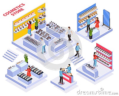 Cosmetics Store Composition Vector Illustration
