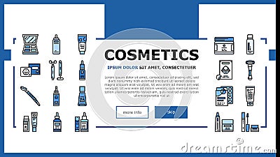 Cosmetics For Visage Skin Treat Landing Header Vector Vector Illustration