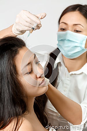 Cosmetologist procedure of mesotherapy Stock Photo