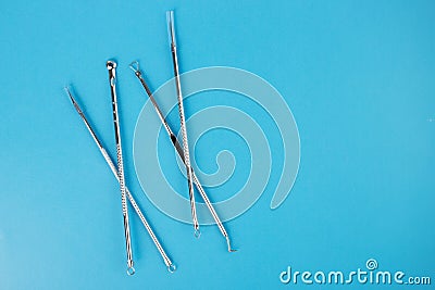 Cosmetologist tools, comedones, black spots, wen, acne removal, cosmetology device for skin cleansing Stock Photo