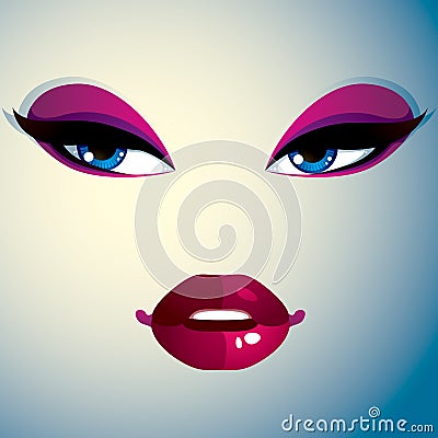 Cosmetology theme image. Young pretty lady. Human eyes and lips Stock Photo