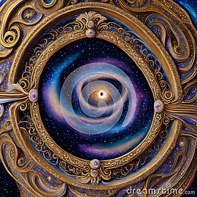 Cosmic Black Hole, Generative AI Illustration Stock Photo