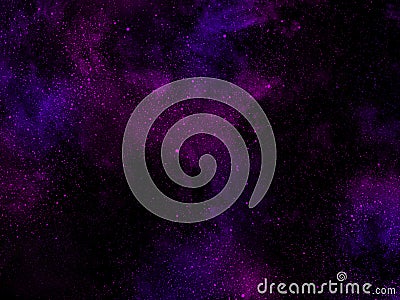 Cosmic black, violet and purple background with stars and nebulae Stock Photo