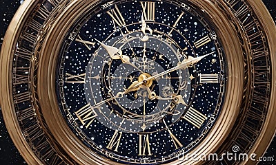 Cosmic Clock Unveiling Time in Space AI Generated Stock Photo