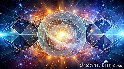 Cosmic Collision: Where Triangles and Circles Intertwine AI Generated Stock Photo