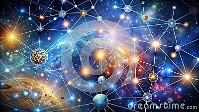 Cosmic Connections: A Mind Map Unveiling the Universe of Ideas Generative AI Stock Photo