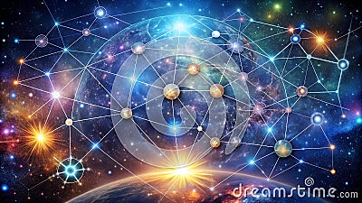 Cosmic Connections: A Mind Map Unveiling the Universe of Ideas generative AI Stock Photo