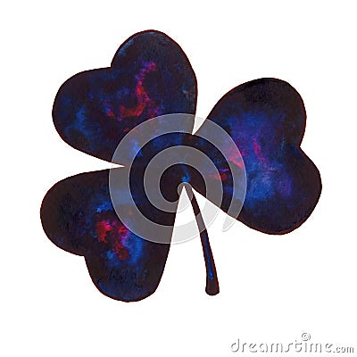 Cosmic dark blue and purple shamrock illustration Cartoon Illustration