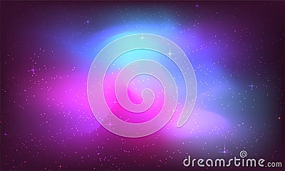 Cosmic galaxy background with nebula, stardust and bright shining stars. Brochures, posters, or banner design. Stock Photo