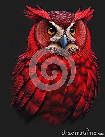 Cosmic Gaze: Realistic Red Owl T-Shirt Illustration Cartoon Illustration