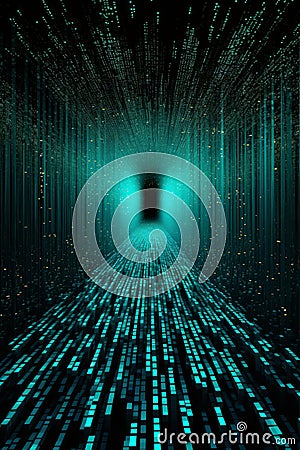 cosmic green cube pattern futuristic background generative AI Stock Photo
