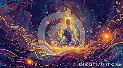 Cosmic Meditation and Spiritual Awakening Illustration Stock Photo