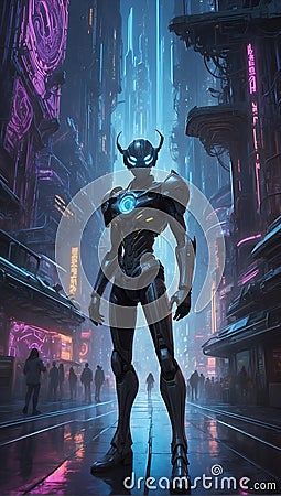 Cosmic Minuet: Cyberpunk Hacker's Galactic Dance. Generative AI Stock Photo