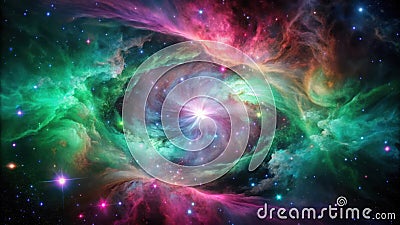 Cosmic nebula a vibrant display of celestial colors and gaseous structures. Generative AI Stock Photo