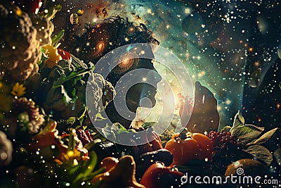 Cosmic Nutrition where stellar health is nourished by the universes bounty Stock Photo