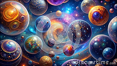 Cosmic Sphere Dreams: A Celestial Journey generative AI Stock Photo