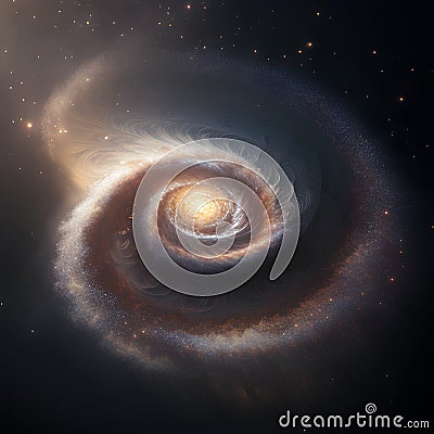 Cosmic spiral in space with stars and galaxies. 3D rendering Stock Photo