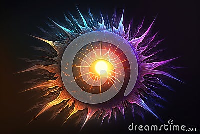 Cosmic sun star shape shine abstract meditation background futuristic landscape Generative AI Stock Photo