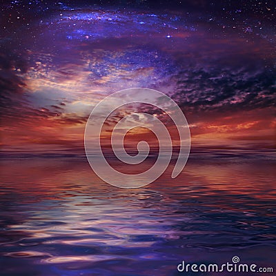 Cosmic Sunset Stock Photo