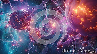 Cosmic Synapse: An Artistic Visualization of Neural Constellations Stock Photo