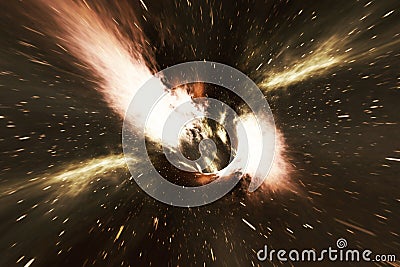Cosmic wormhole, space travel concept, funnel-shaped tunnel that can connect one universe with another. 3d rendering Stock Photo