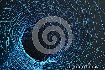 Cosmic wormhole, space travel concept, funnel-shaped tunnel that can connect one universe with another. 3d rendering Stock Photo
