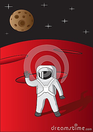 Cosmonaut on Mars Vector Illustration