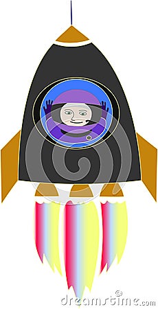 The cosmonaut in a rocket. Vector Illustration