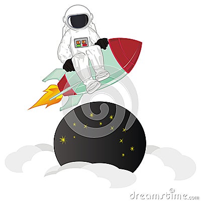 Cosmonaut and black planet Stock Photo