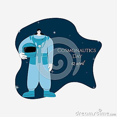 Cosmonautics day on 12 april astronauts and galaxy space Vector illustration. Vector Illustration