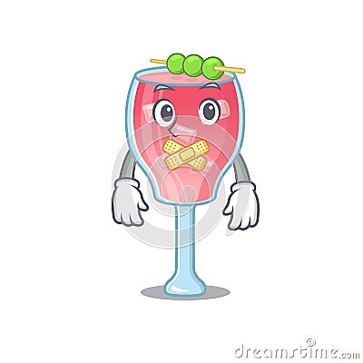 Cosmopolitan cocktail cartoon character style having strange silent face Vector Illustration