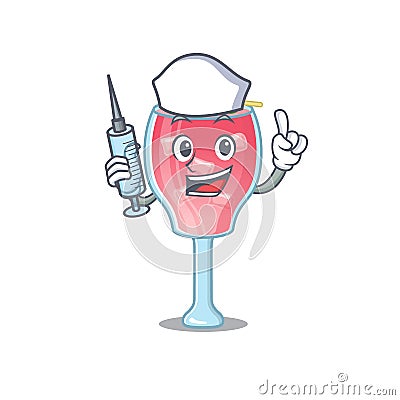 Cosmopolitan cocktail humble nurse mascot design with a syringe Vector Illustration