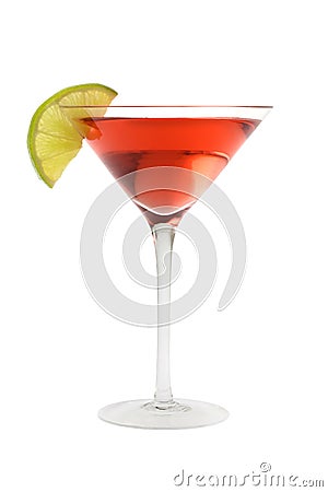 Cosmopolitan cocktail with lime garnish Stock Photo