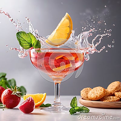 Cosmopolitan cocktail, mixed alcoholic drink served in glass Stock Photo