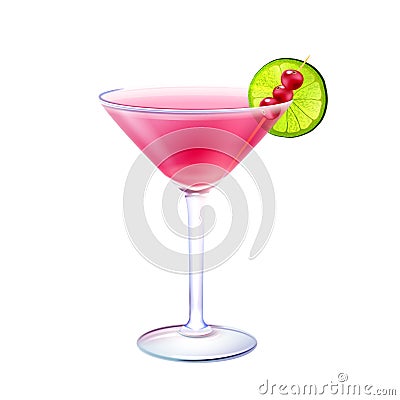 Cosmopolitan cocktail realistic Vector Illustration